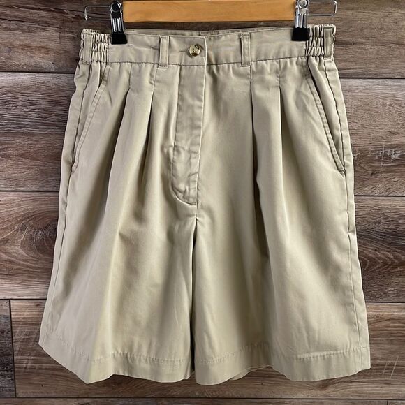 LADY PLAYER Womens Khaki Golf Shorts Vintage Sz 8 Button Zip Up Golfing Sports - Picture 1 of 6